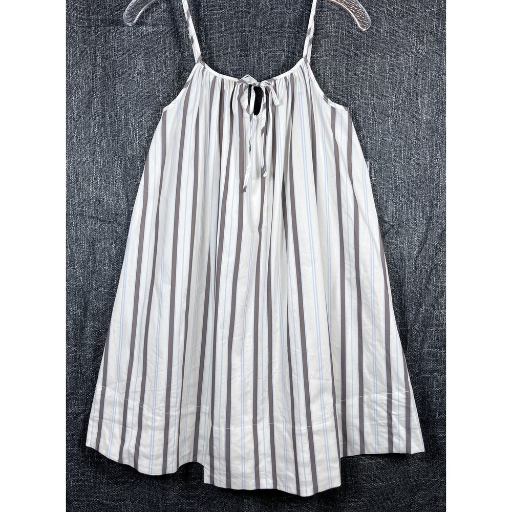 NWT Solid & Striped Sz XS Swim Dress Cover Up Beach Tent Swing Ivory Brown Blue